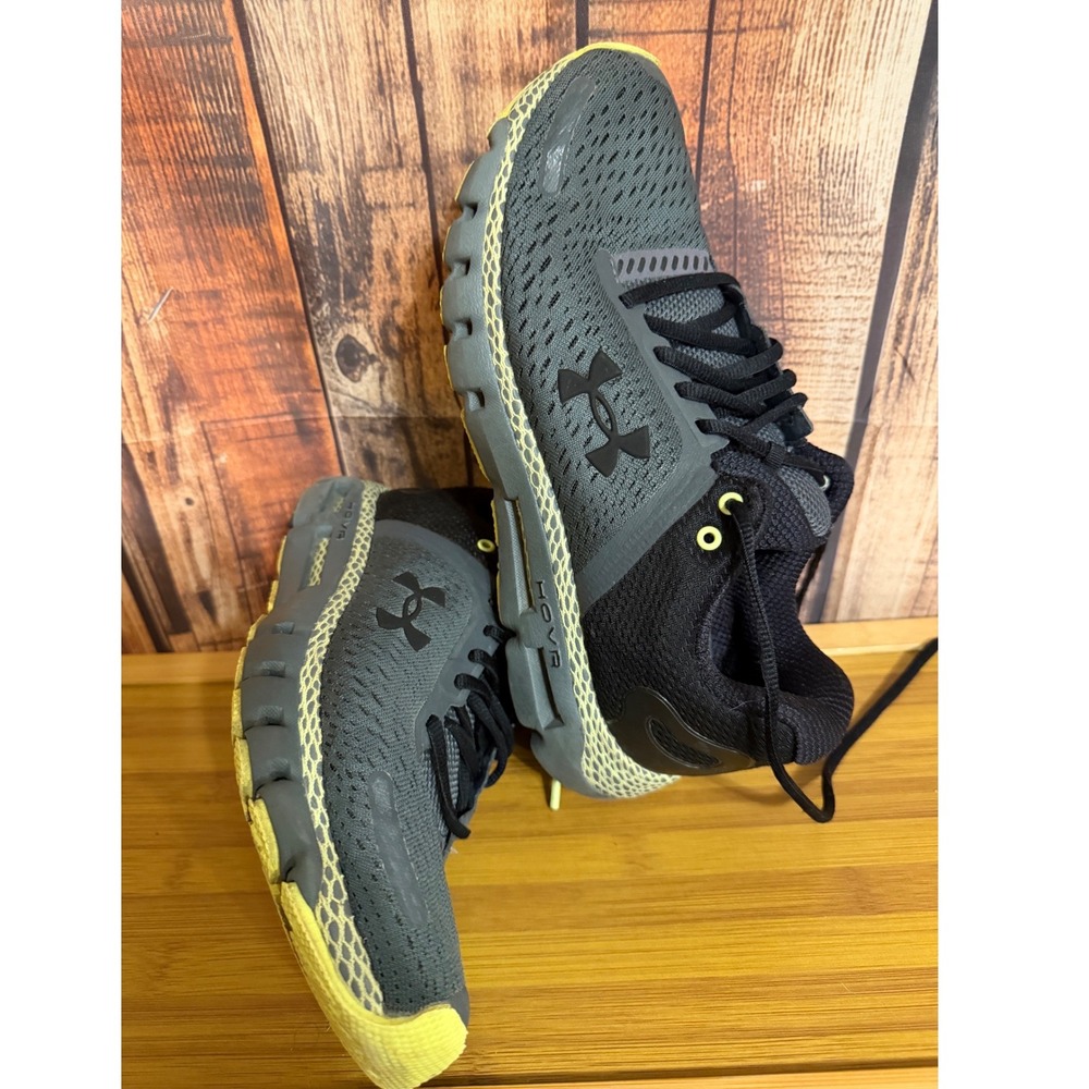 Under Armour HOVR Infinite Mens Running Shoes Grey Black Lime Green Sneaker